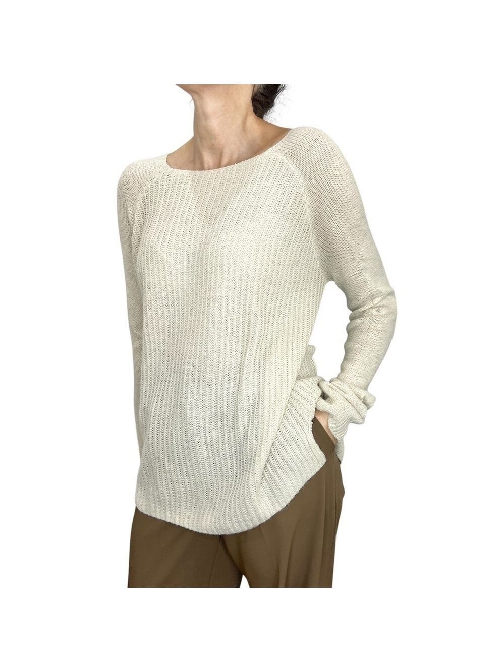 F21 minimalist neutral beige oversized lightweight boxy pullover sweater S